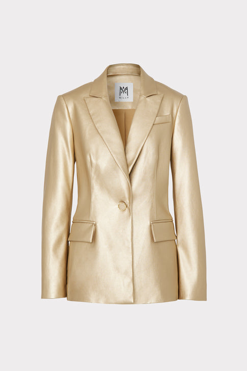 Alexa Vegan Leather Blazer Gold Image 1 of 5