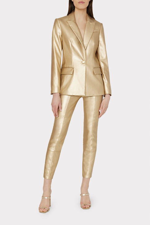 Alexa Vegan Leather Blazer Gold Image 2 of 5