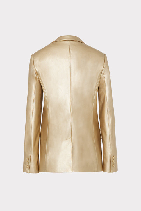 Alexa Vegan Leather Blazer Gold Image 5 of 5