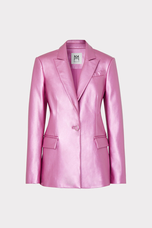 Alexa Vegan Leather Blazer Pink Image 1 of 4