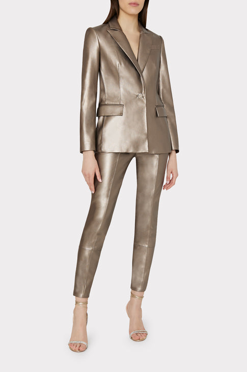 Alexa Vegan Leather Blazer Silver Image 2 of 4