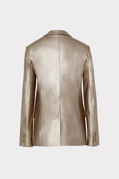 Alexa Vegan Leather Blazer Silver Image 4 of 4