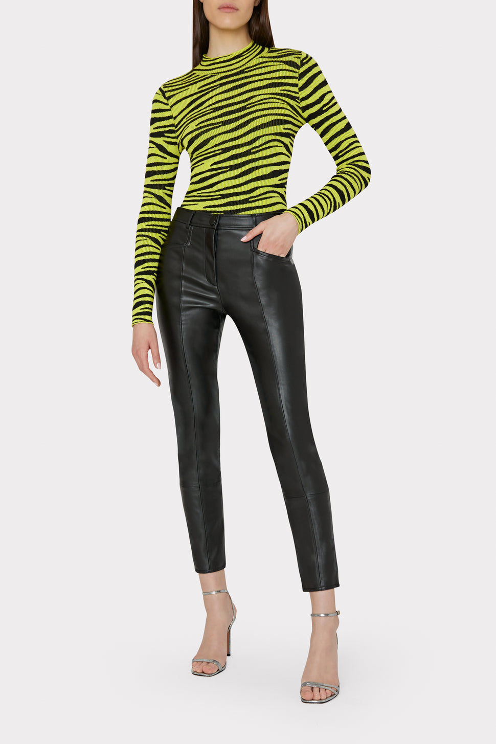 Rue Vegan Leather Pants in Black - MILLY in Black