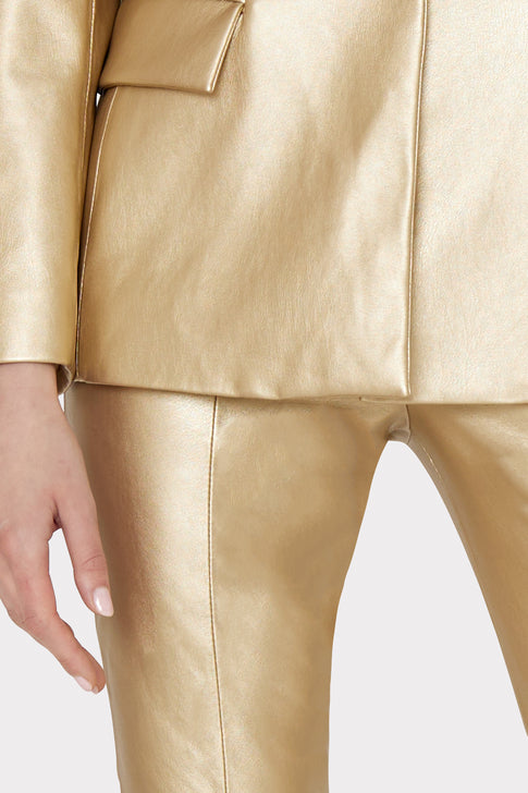 Rue Vegan Leather Pants in Gold | MILLY