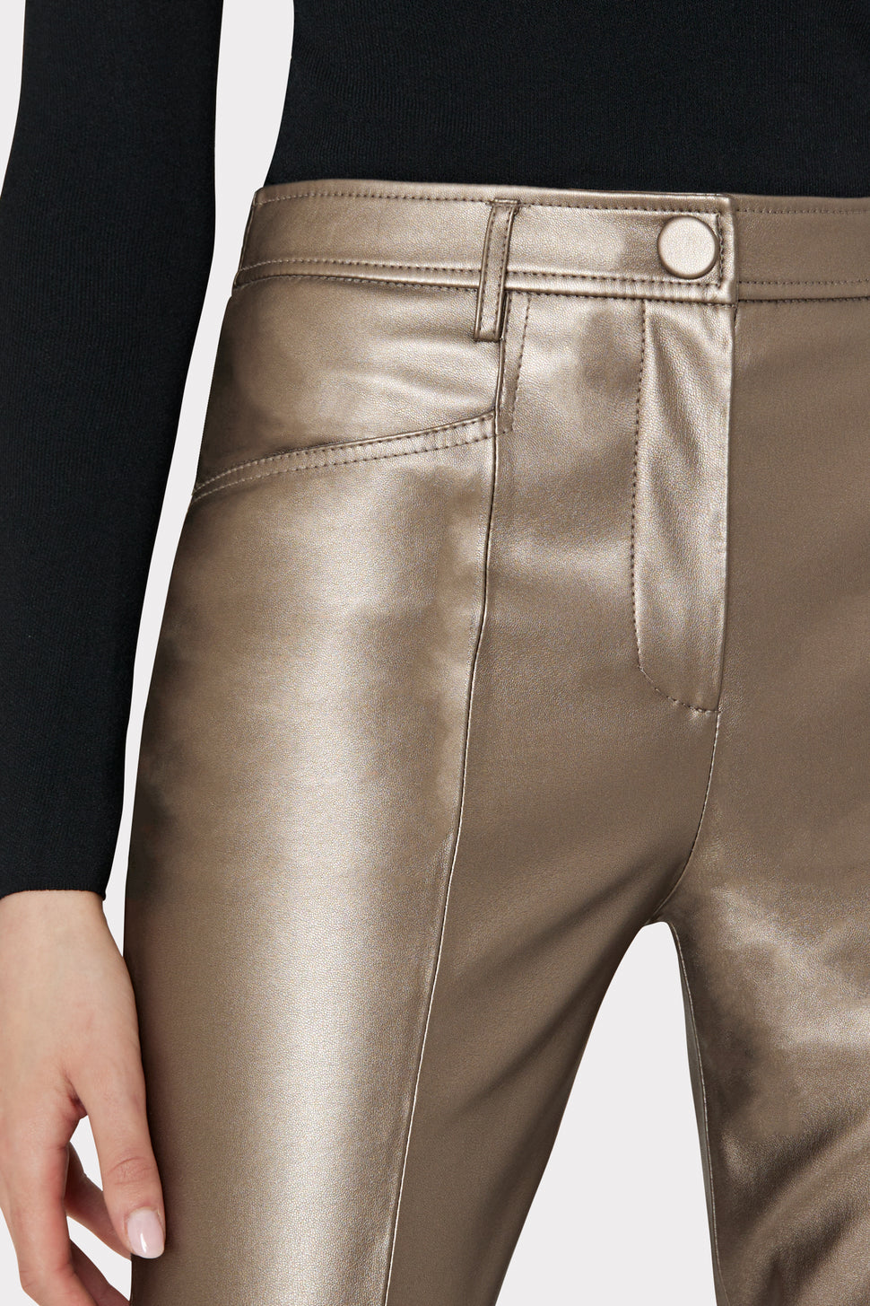 Metallic Belted Pant - Metallic - Pants - Cropped - Women's Clothing - Storm