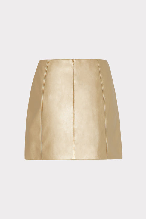 Oliviana Metallic Vegan Leather Skirt