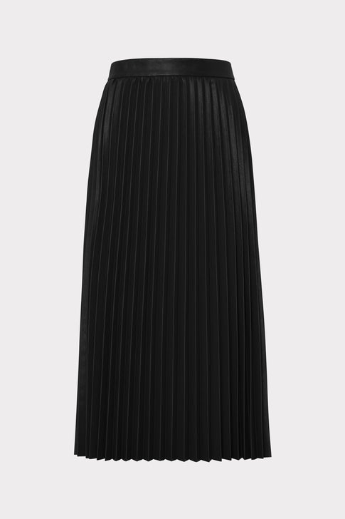 Rayla Vegan Leather Pleated Skirt Black Image 1 of 4