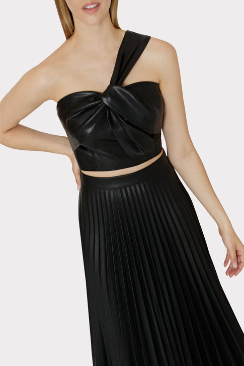 Rayla Vegan Leather Pleated Skirt Black Image 3 of 4