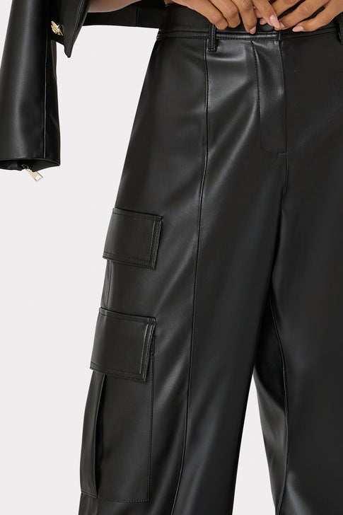 Tobias Vegan Leather Cargo Pants Black Image 3 of 4