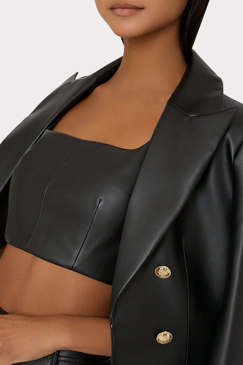 Nickie Vegan Leather Crop Top Black Image 3 of 4
