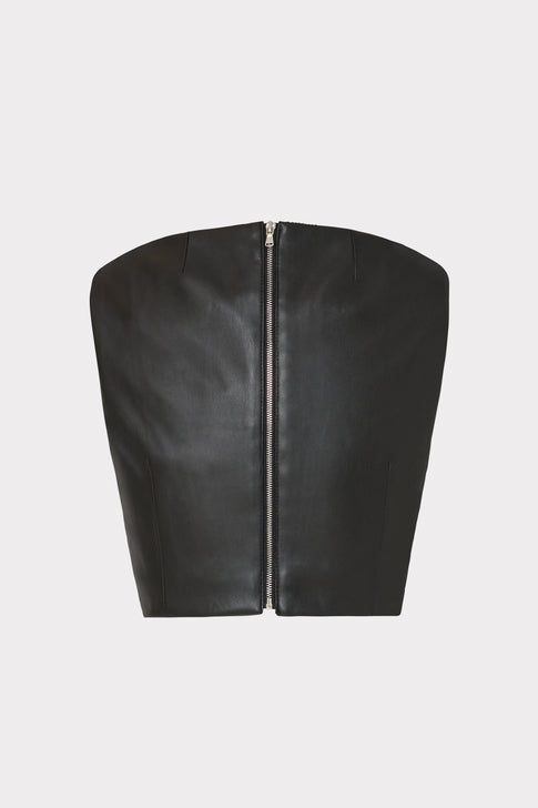 Nickie Vegan Leather Crop Top Black Image 4 of 4