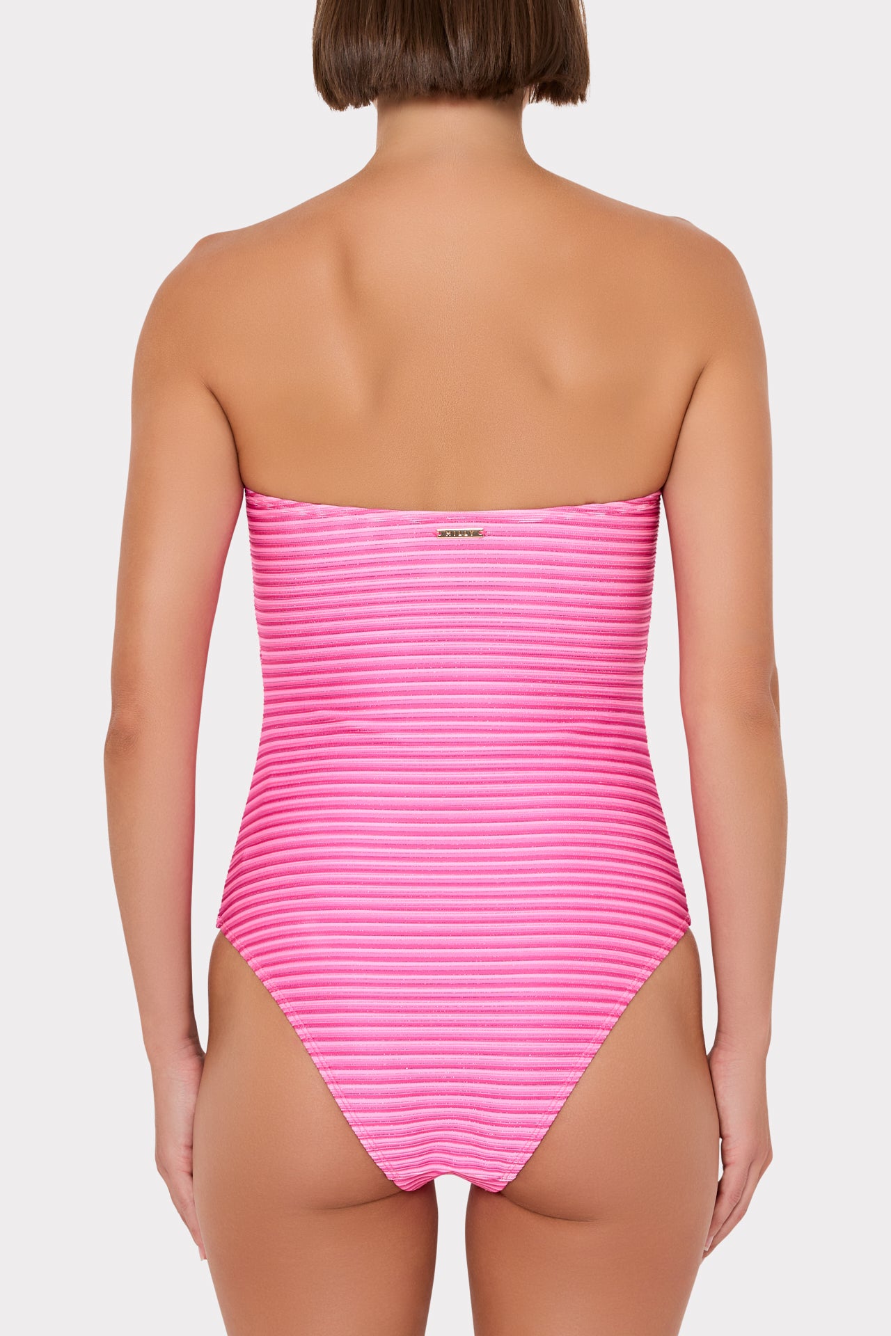Stripe Strapless One Piece in Pink Multi | MILLY