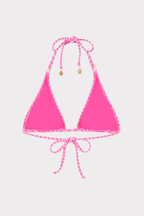 Pink Multi Stripe Triangle Bikini Top - Flat Lay Back View | MILLY