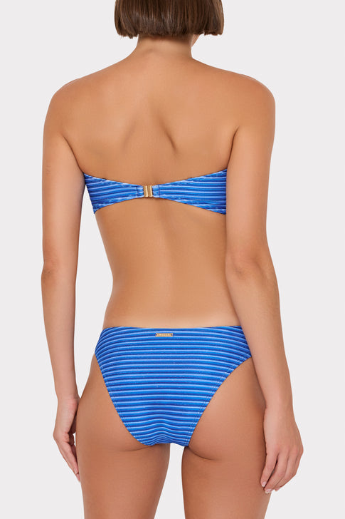 Blue Multi Striped Knot Bandeau Bikini Set - Back View On Model | MILLY