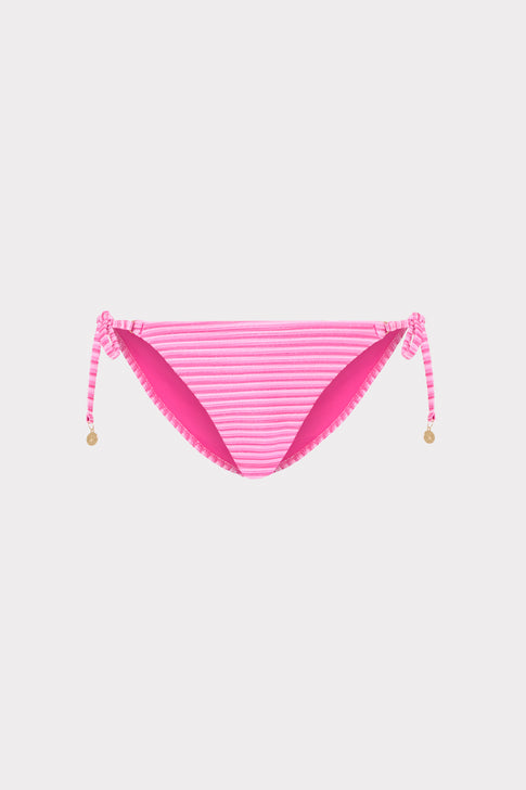 Pink Multi Striped String Bikini Bottom - Front View | MILLY