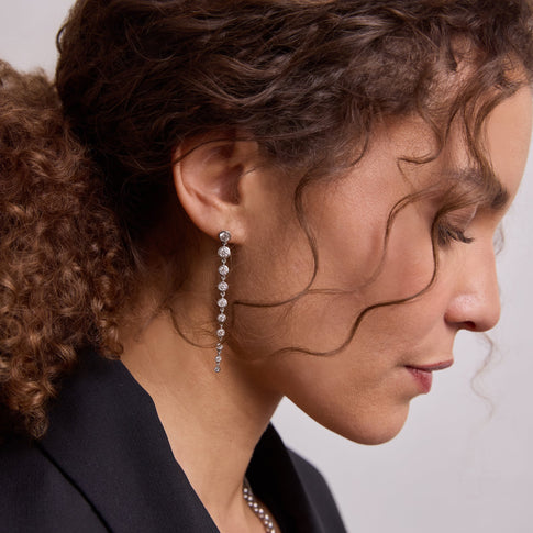 Diamond Cascade Earrings - On Model Professional Look | MILLY
