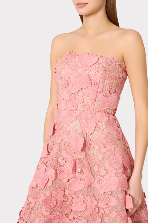 Rose Quartz Floral Lace Dress - Bodice Detail Close-Up | MILLY