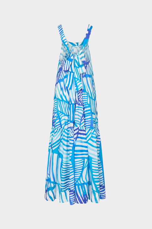 Abstract Blue Tropics Maxi Cover-Up Dress Blue Multi Image 4 of 5