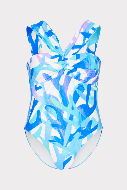 Betsy Italian Under The Sea Bandeau One Piece Blue Multi Image 1 of 8