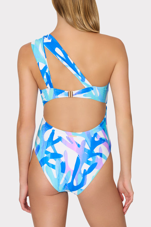 Betsy Italian Under The Sea Bandeau One Piece Blue Multi Image 6 of 8