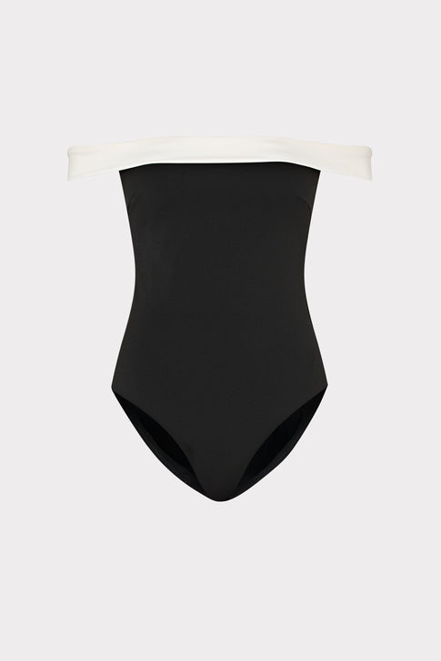 Black swimsuit on a white background