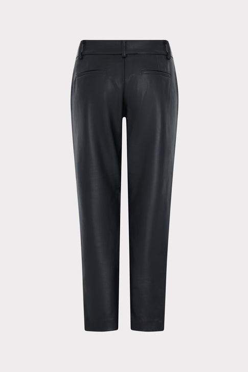 Black Faux Leather Designer Trousers - Back View | MILLY