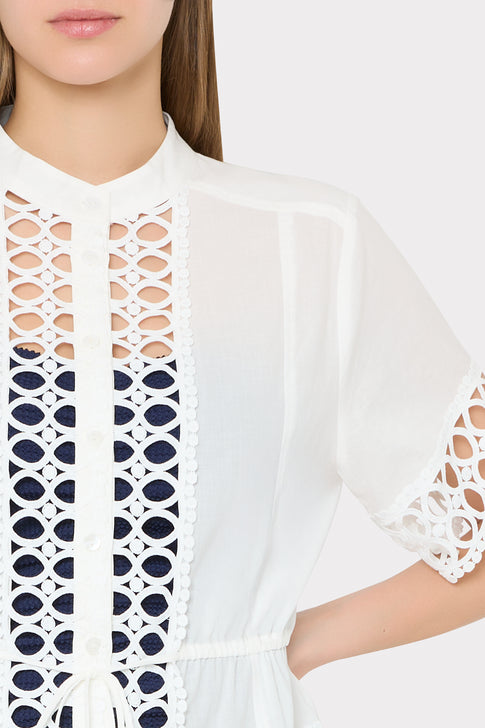 White Lace Mini Dress - Side Close-Up Detail | MILLY