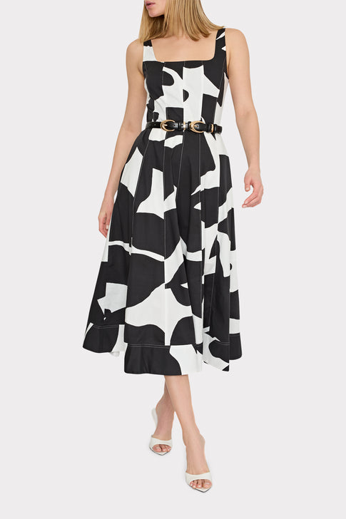 Grand Foliage Poplin Midi Dress Black/White Image 3 of 7