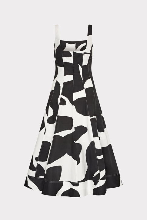 Grand Foliage Poplin Midi Dress Black/White Image 6 of 7