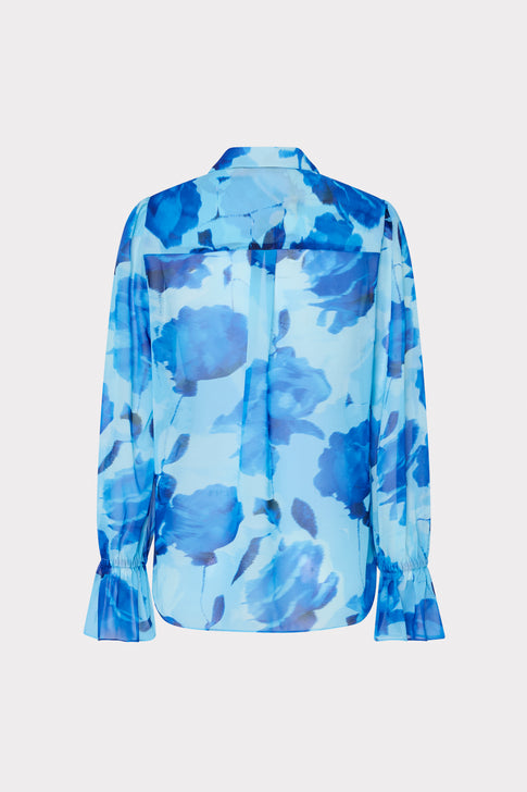 Lacey Blurred Blossom Printed Blouse Blue Multi Image 5 of 5