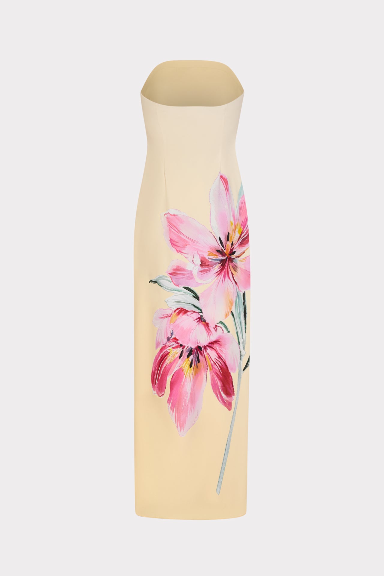Vera Printed Maxi Dress in Pale Yellow/Pink