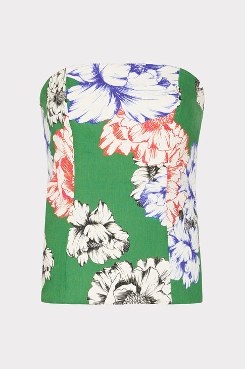 Aiden Petals In Bloom Strapless Top Green Multi Image 1 of 4