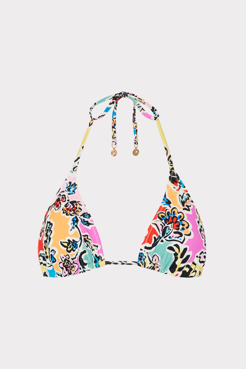 Rainbow Oasis Triangle Bikini Top Black Multi Image 1 of 4