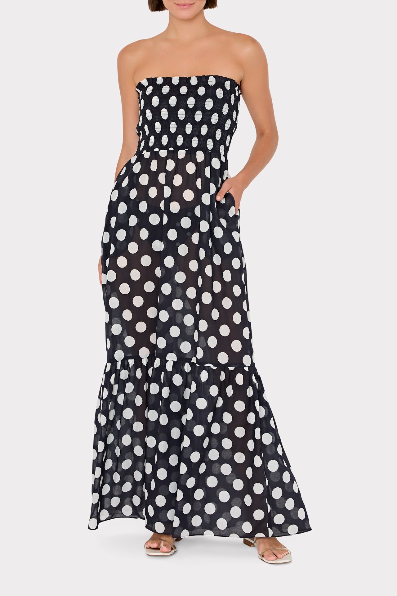 Milly Olen Polka Dot Strapless Cover-Up Dress