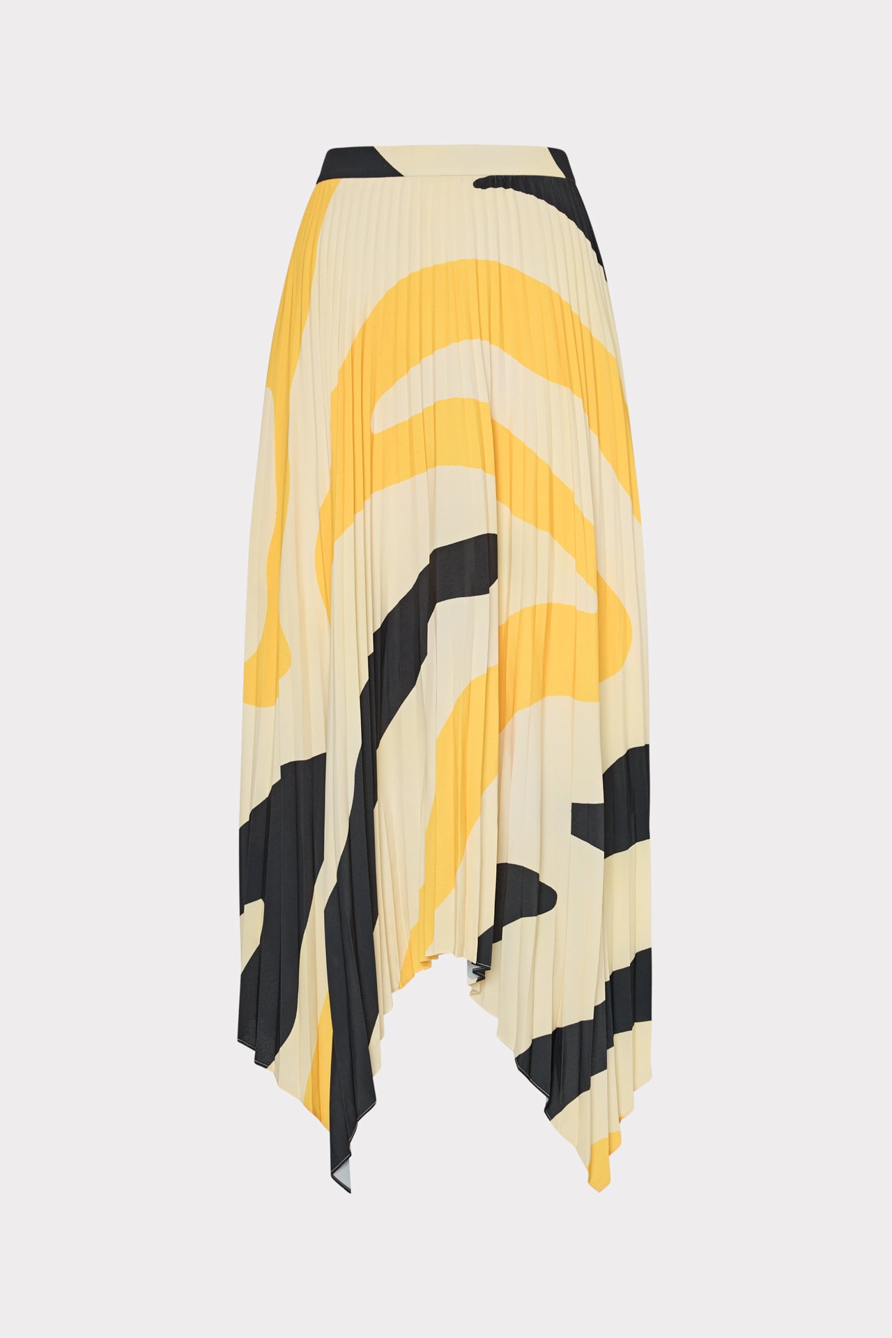 Zebra Pleated Skirt in Mango/Black MILLY