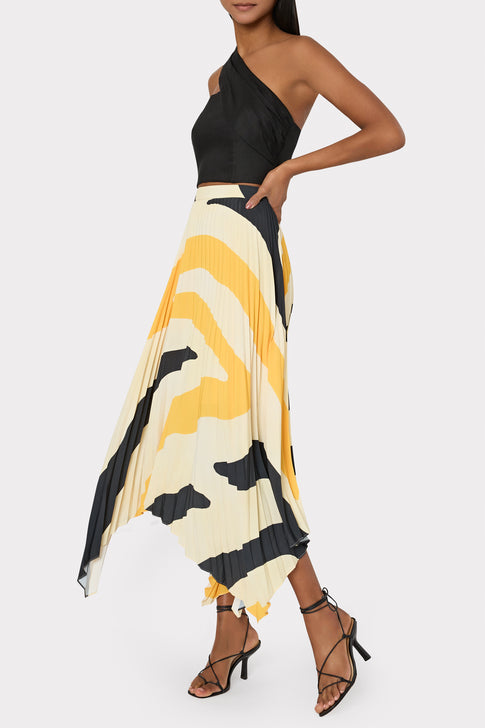 Zebra Pleated Skirt Mango/Black Image 3 of 4