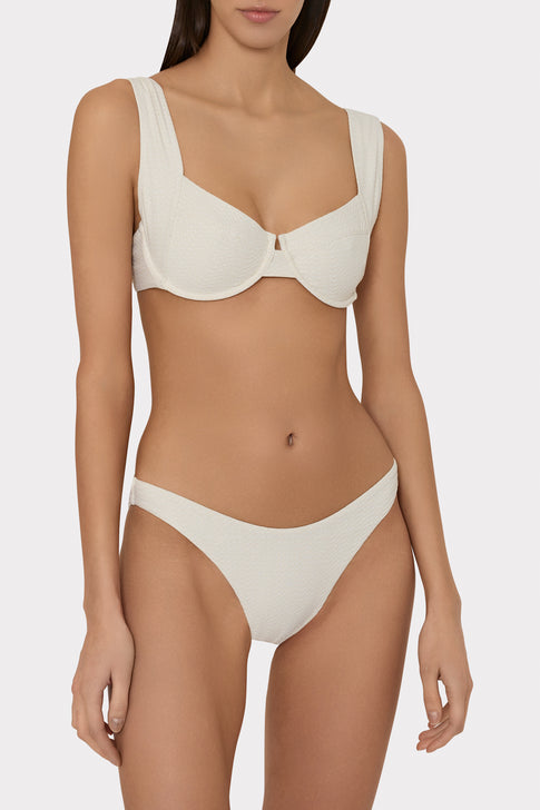 Margot Chevron Bikini Bottom Beige/Gold Image 2 of 4