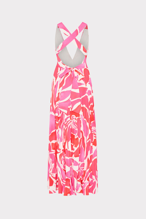 Oria Dream Rose Pleated Dress Magenta Multi Image 4 of 4