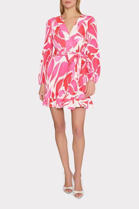 Liv Dream Rose Pleated Dress Magenta Multi Image 2 of 4