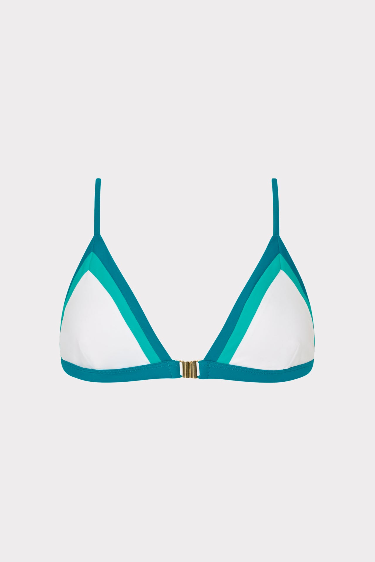 Positano Color Block Triangle Bikini Top in Sea Green & White | MILLY