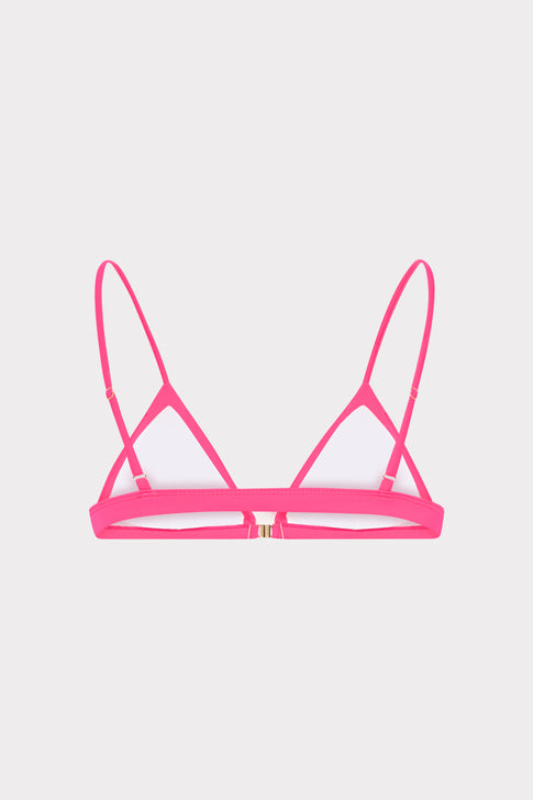 Pink Triangle Bikini Top with Crisscross Back - Flat Lay | MILLY