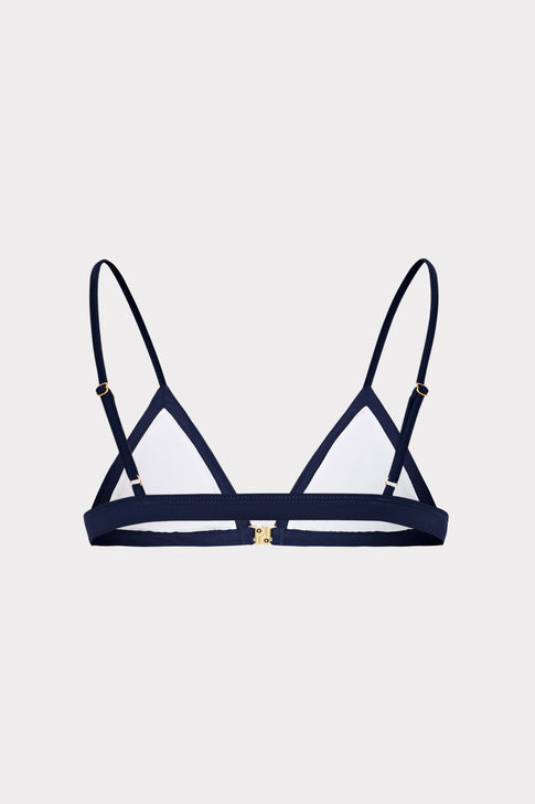 Navy Strappy Triangle Bikini Top - Flat Lay Detail | MILLY
