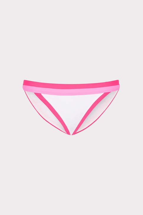Pink Color Block Bikini Bottom - Flat Lay View | MILLY