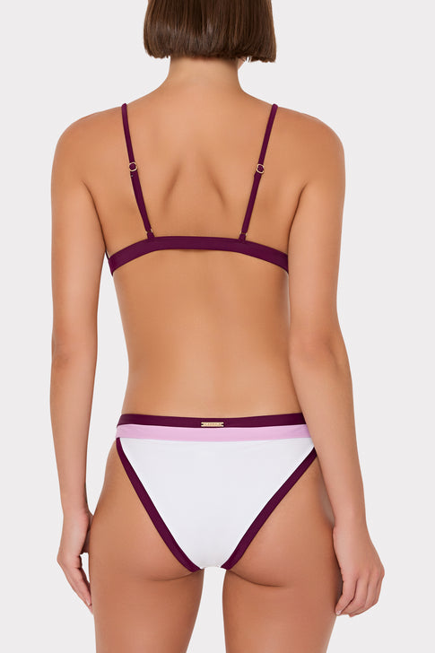 Pink & Burgundy Positano Colorblock Bikini Set - Back View On Model | MILLY