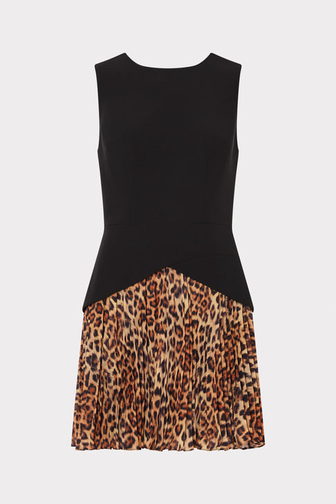 Haddy Leopard Print Pleated Mini Dress Multi Image 1 of 6