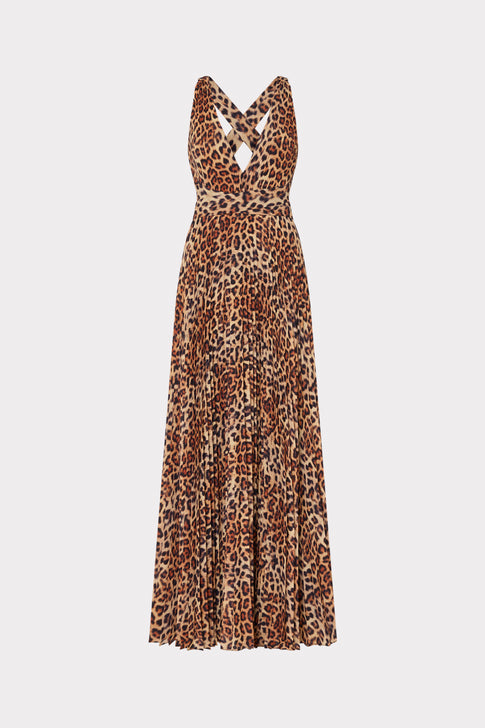 Oria Leopard Print Pleated Dress Multi Image 1 of 5