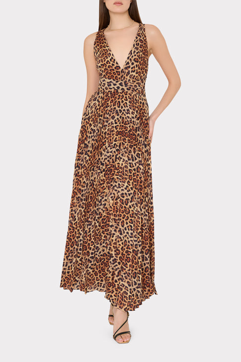 Oria Leopard Print Pleated Dress Multi Image 2 of 5