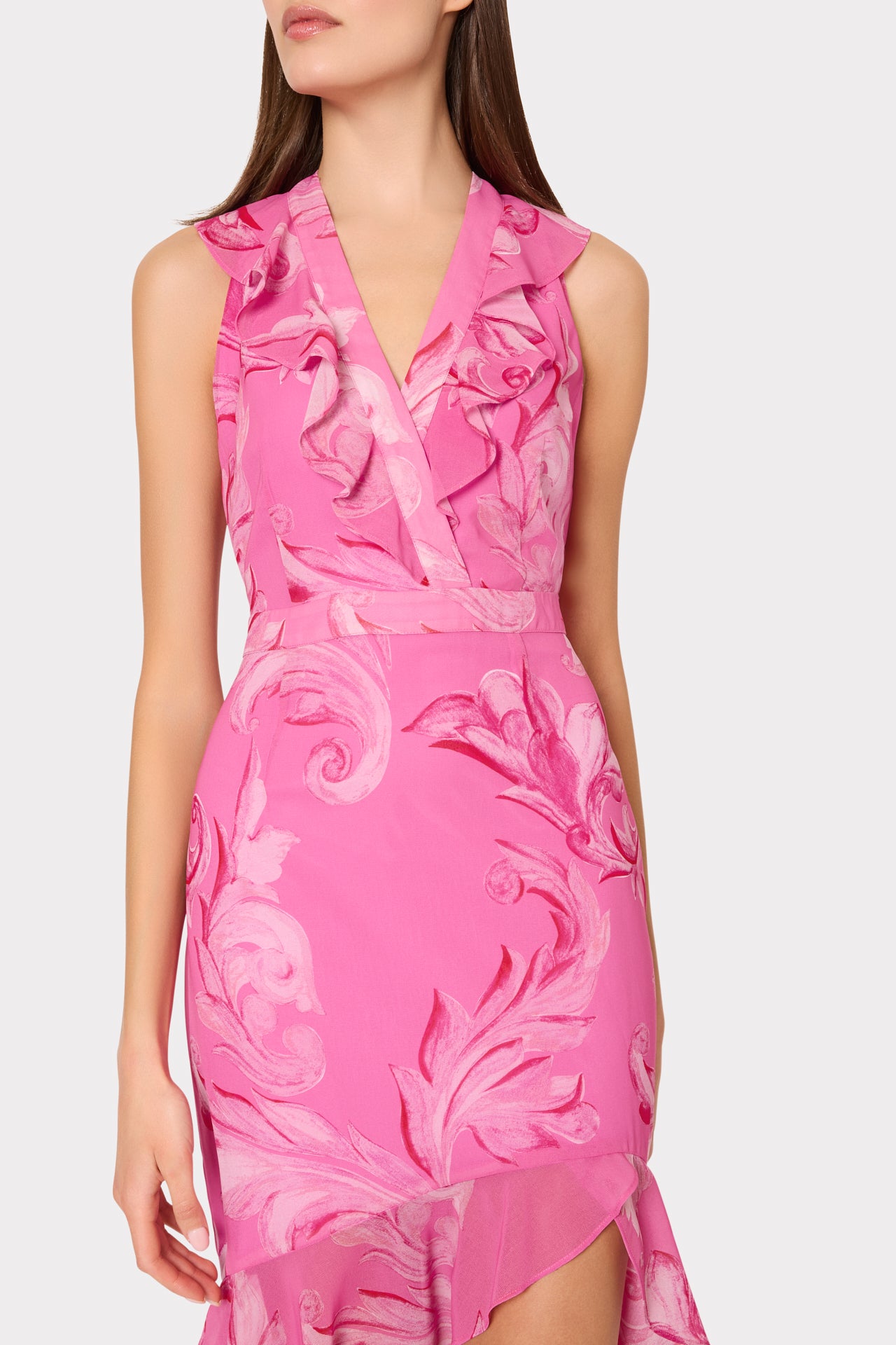 womens printed midi dress Nanci Printed Midi Dress in Pink