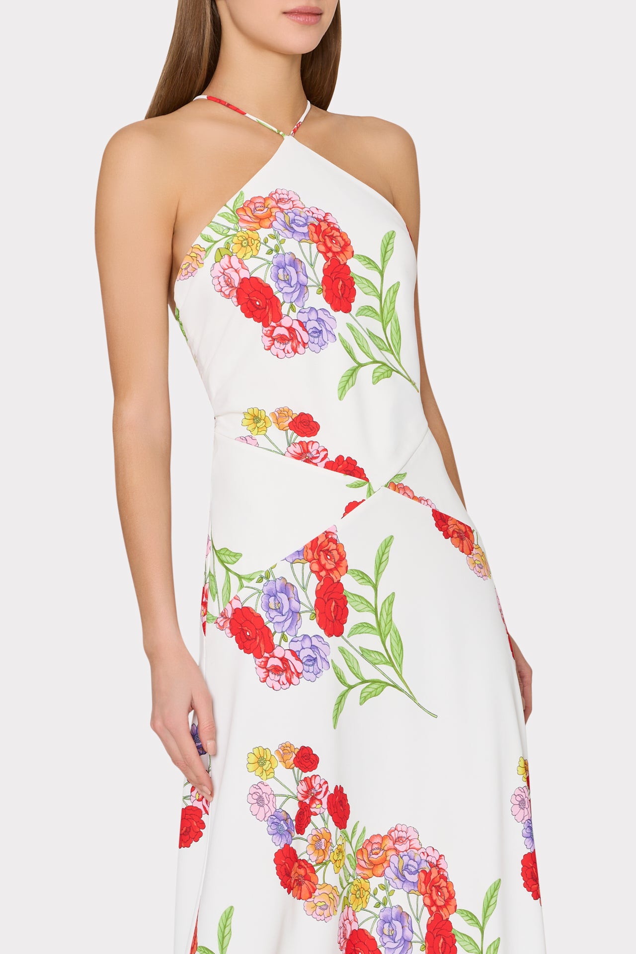 white print dress Leda Printed Maxi Dress in White Multi