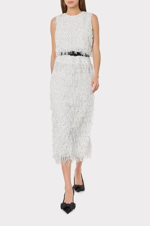 Roxanne Polka Dot Fringe Midi Skirt